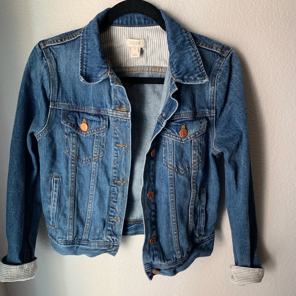 J. Crew Denim - J.Crew Jean Jacket Pin Stripped Lining
